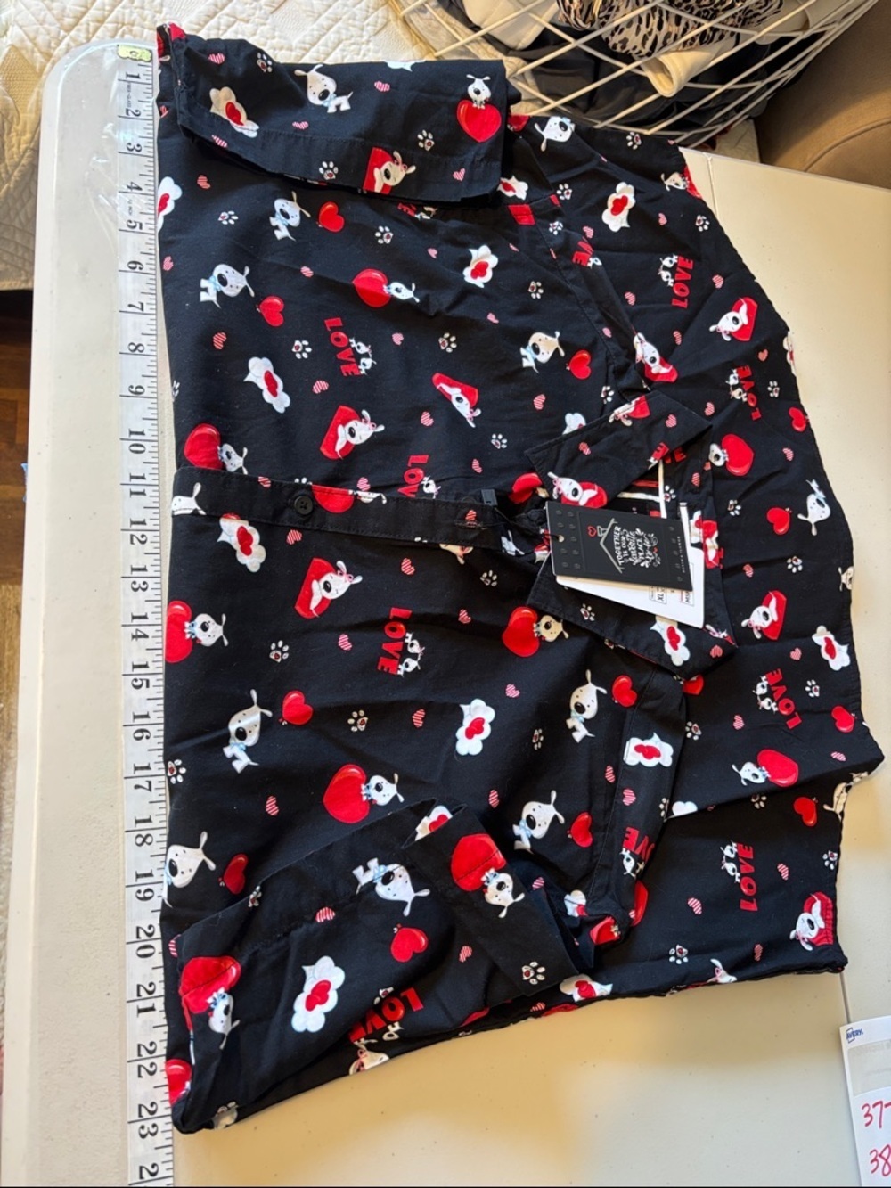 NWT Denim & Flower Unisex Black Short Sleeve Button Down Shirt Size XL Dog Love - Picture 7 of 13